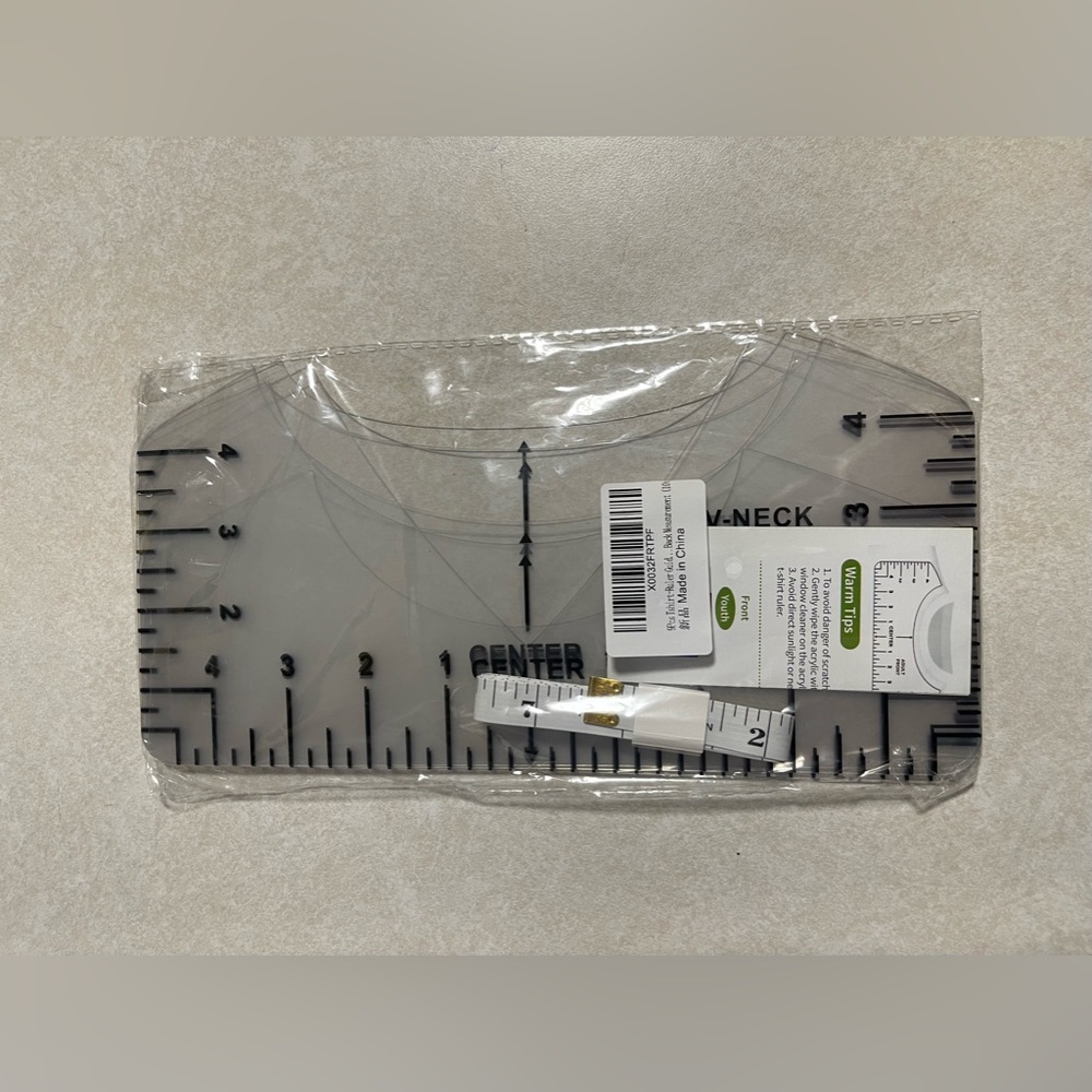 9Pcs Tshirt-Ruler Guide to Center Vinyl, Transparent V-Neck/Round PVC Ruler